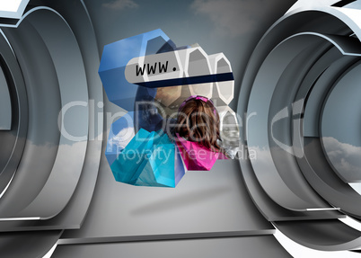 Composite image of online shopping on abstract screen