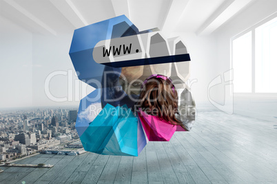 Composite image of online shopping on abstract screen