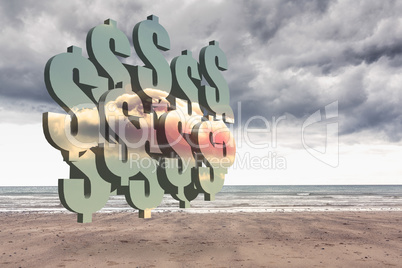 Composite image of clouds on dollars on abstract screen