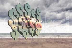 Composite image of clouds on dollars on abstract screen