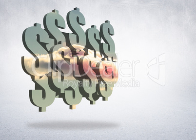 Composite image of clouds on dollars on abstract screen