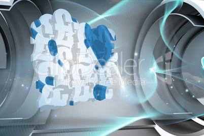 Composite image of blue balloons on abstract screen