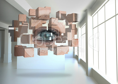 Composite image of eye analysis on abstract screen