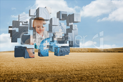 Composite image of baby genius on abstract screen