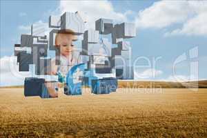 Composite image of baby genius on abstract screen