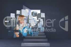 Composite image of baby genius on abstract screen