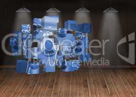 Composite image of earth interface on abstract screen