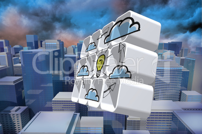 Composite image of cloud computing idea cycle on abstract screen