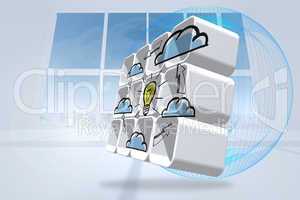 Composite image of cloud computing idea cycle on abstract screen
