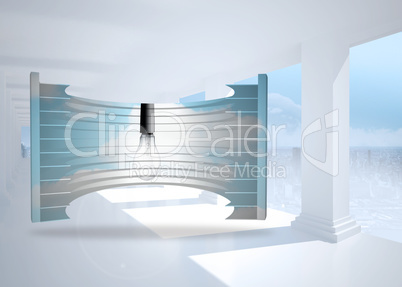 Composite image of light bulb on abstract screen