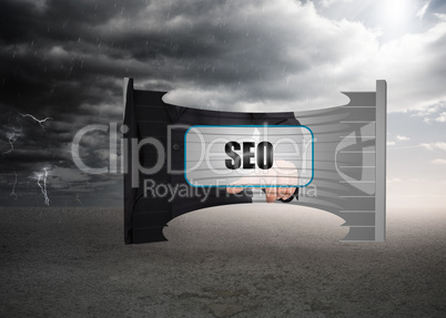 Composite image of seo banner on abstract screen