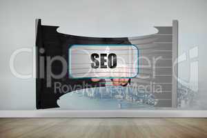Composite image of seo banner on abstract screen