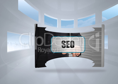 Composite image of seo banner on abstract screen