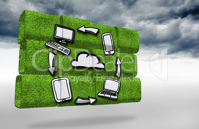Composite image of cloud computing cycle on abstract screen