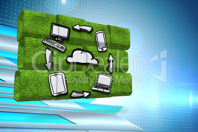 Composite image of cloud computing cycle on abstract screen