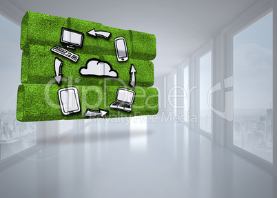 Composite image of cloud computing cycle on abstract screen