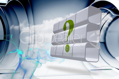 Composite image of question mark on abstract screen