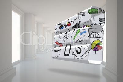 Composite image of media device brainstorm on abstract screen