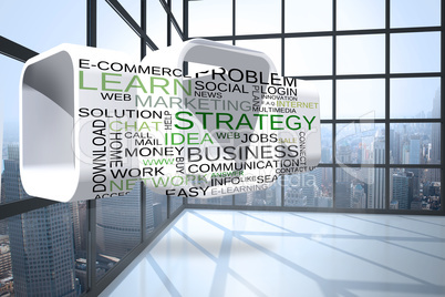 Composite image of business buzzwords on abstract screen