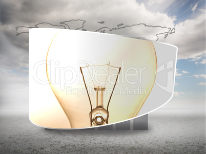 Composite image of lightbulb on abstract screen