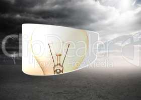 Composite image of lightbulb on abstract screen