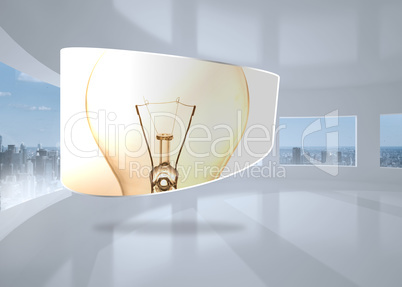 Composite image of lightbulb on abstract screen