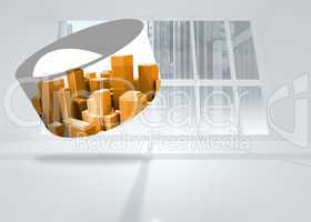 Composite image of orange cityscape on abstract screen
