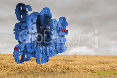 Composite image of burglar on abstract screen