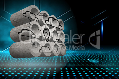 Composite image of cloud computing cycle on abstract screen