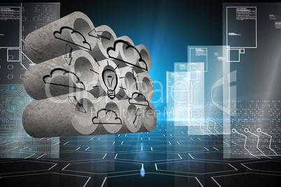 Composite image of cloud computing cycle on abstract screen