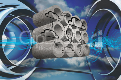 Composite image of cloud computing cycle on abstract screen