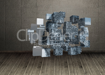 Composite image of fingerprint on abstract screen