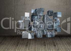 Composite image of fingerprint on abstract screen