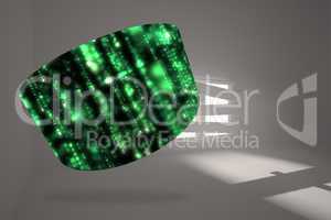 Composite image of green matrix on abstract screen