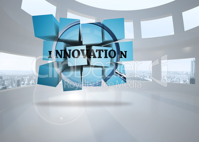 Composite image of innovation on abstract screen