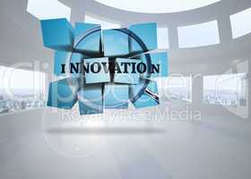 Composite image of innovation on abstract screen