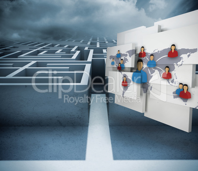 Composite image of international community on abstract screen