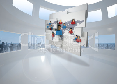 Composite image of international community on abstract screen