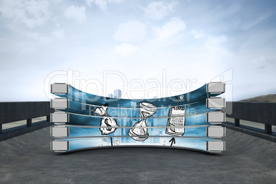 Composite image of time and profit concept on abstract screen