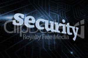 Security against futuristic black and blue background