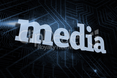 Media against futuristic black and blue background