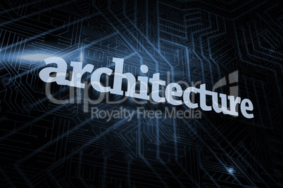 Architecture against futuristic black and blue background