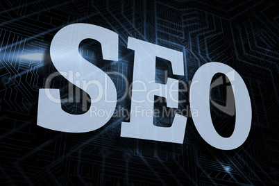 Seo against futuristic black and blue background