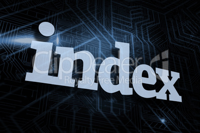 Index against futuristic black and blue background