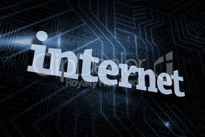 Internet against futuristic black and blue background