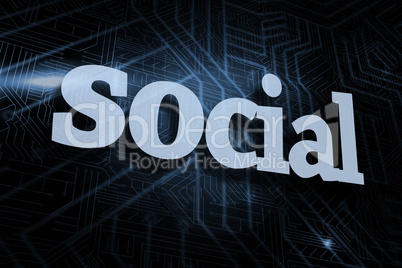 Social against futuristic black and blue background