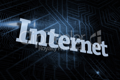 Internet against futuristic black and blue background