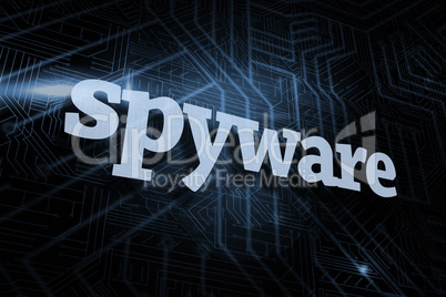Spyware against futuristic black and blue background