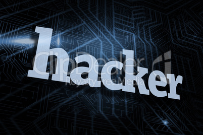 Hacker against futuristic black and blue background