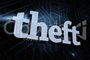 Theft against futuristic black and blue background